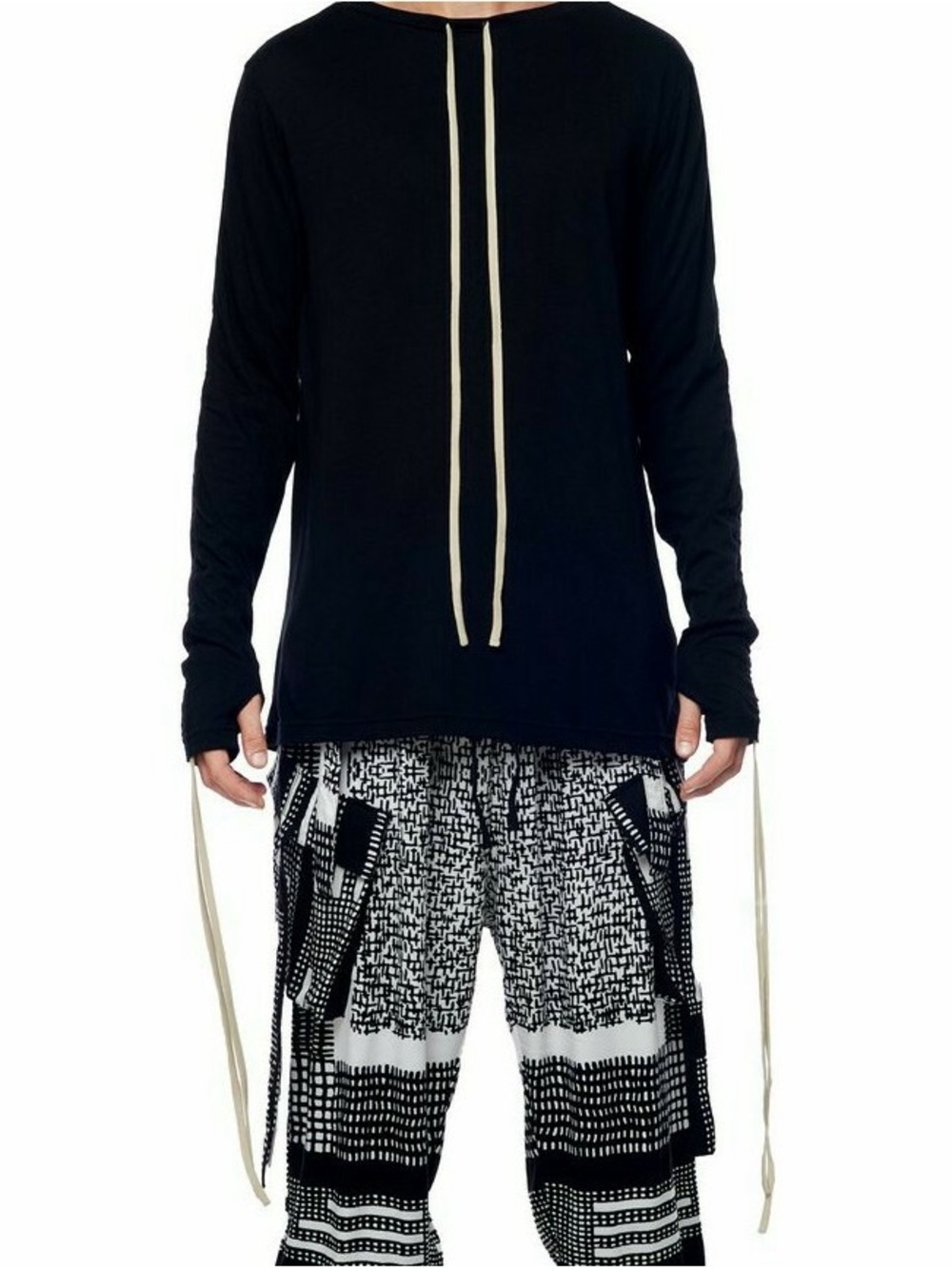Jonny Cota Studio Drawstring Long Sleeve T-Shirt, Men's M